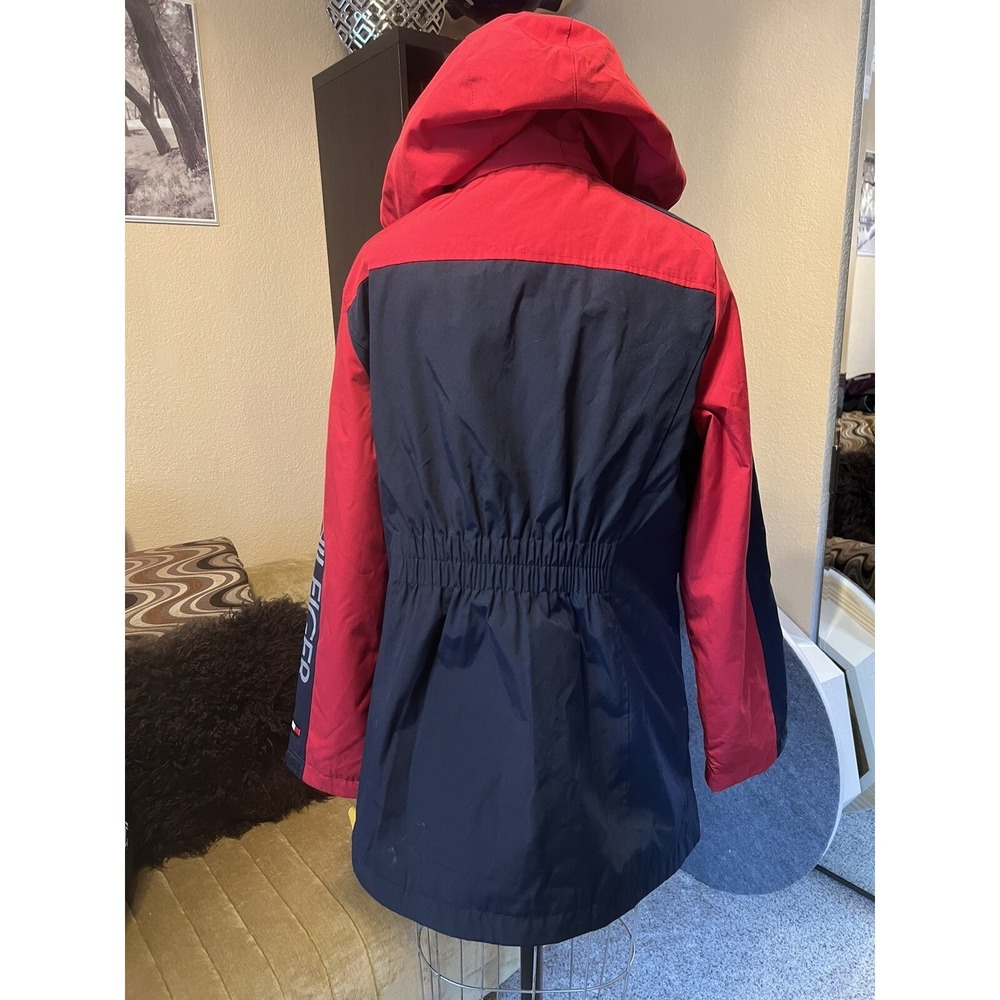 Tommy Hilfiger Womens All Weather System Hooded Jacket Red‎ /Navy Sz S1306142 - Picture 5 of 12